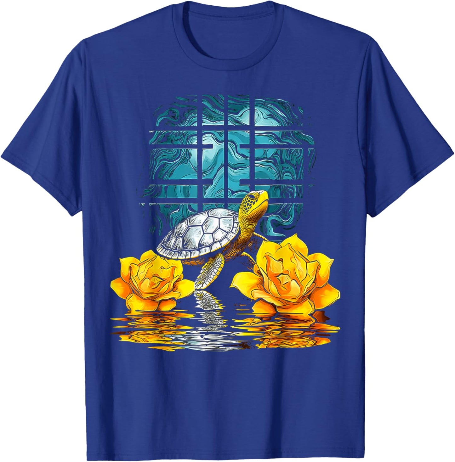 Turtle Flowers Animal Art Geometric Artwork Turtle T-Shirt - T-Shirt | Royal