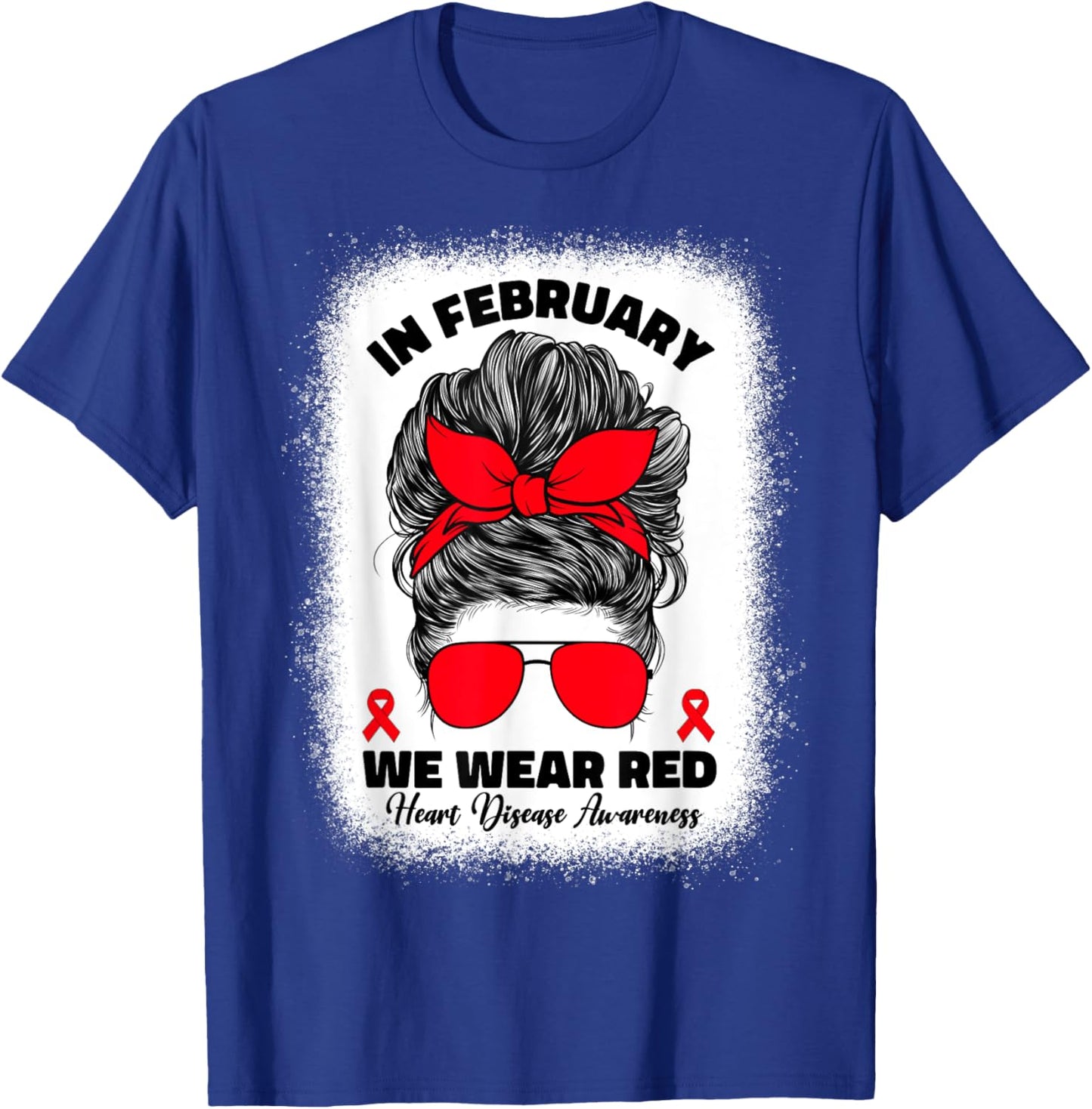 In February We Wear Red Heart Disease Awareness T-Shirt - T-Shirt | Royal