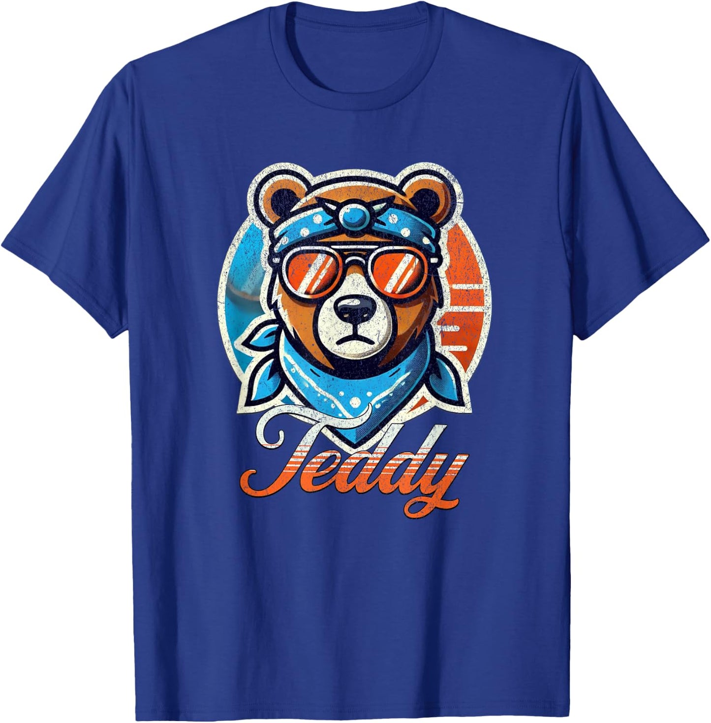 Teddy First Name T With Glasses Personalized Vintage T-Shirt - T-Shirt | Royal