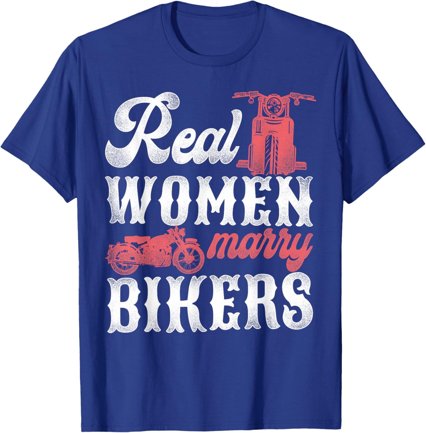 Classic Motorcycle Biker Husband Wife Wedding Marriage Real T-Shirt - T-Shirt | Royal