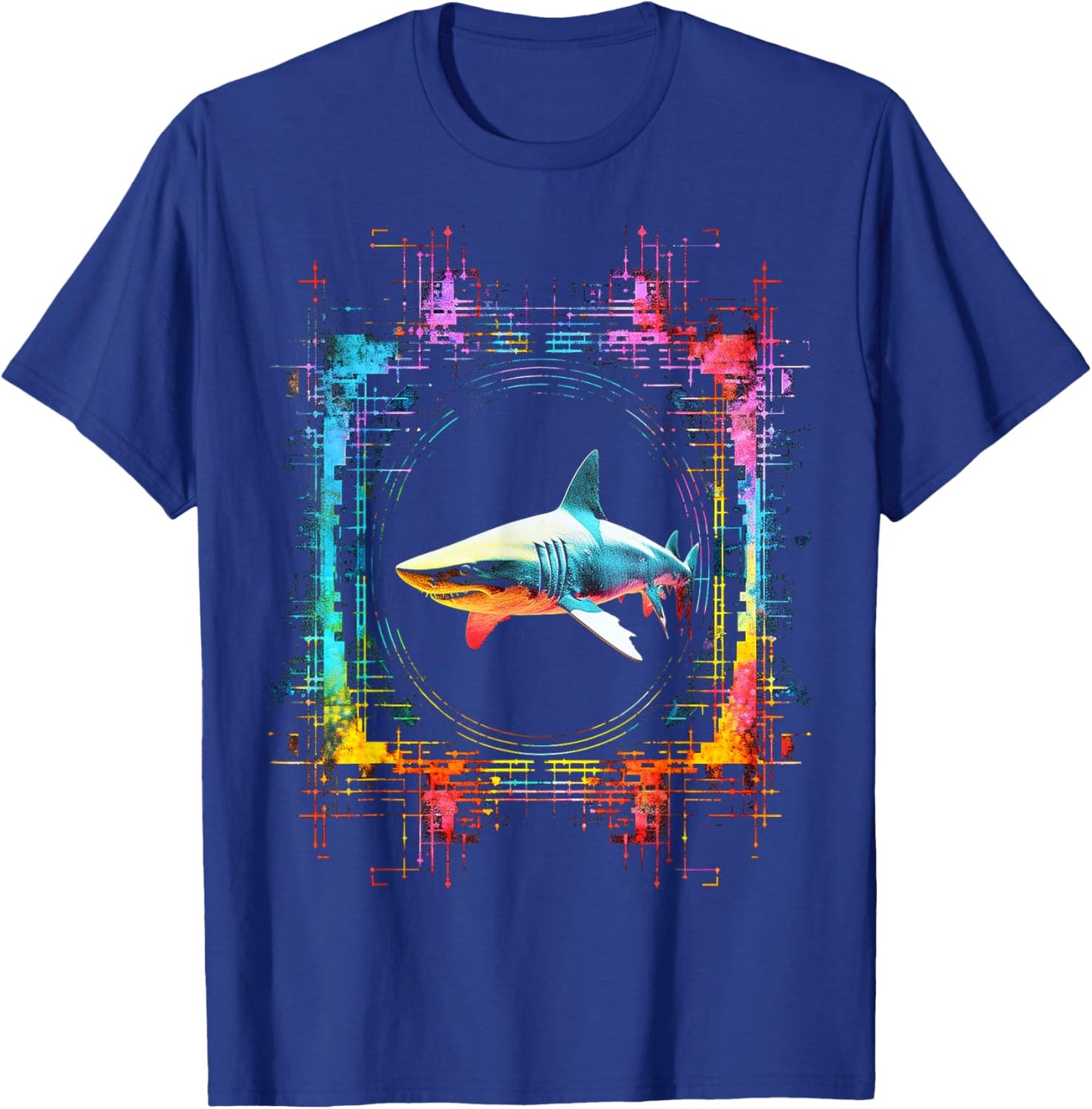 Shark Mandala Abstract Animal Art Colorful Graphic Shark T-Shirt - T-Shirt | Royal