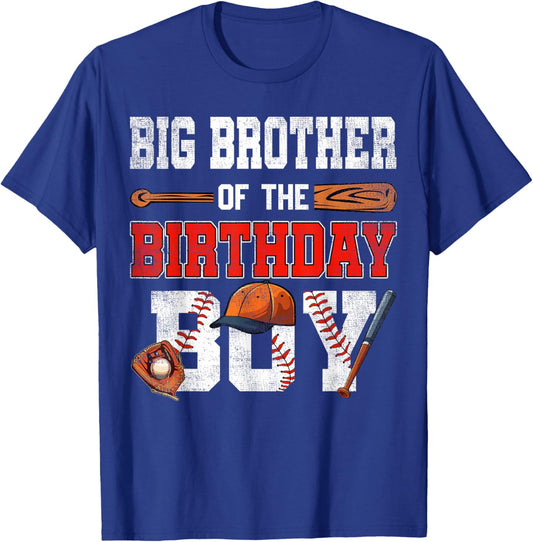 Big Brother Of The Birthday Boy Baseball Bday Family T-Shirt - T-Shirt | Royal