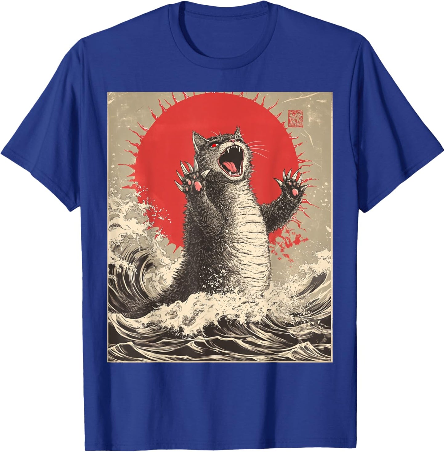 Funny Cat Lover Graphic Art Cute Catzilla Cat Japanese Art Funny Cat T-Shirt - T-Shirt | Royal