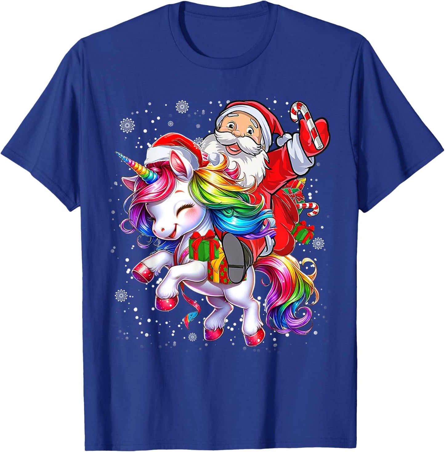 Cute Unicorn Christmas Girls Kids Women Santa Unicorn Xmas T-Shirt - T-Shirt | Royal