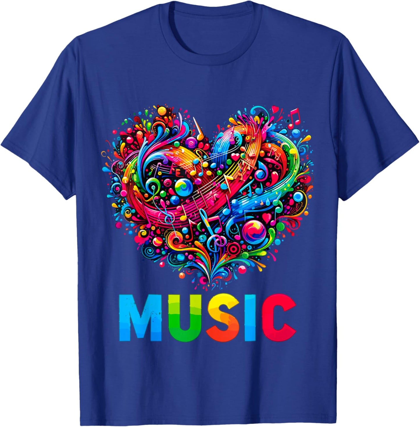 Music Heart Musician Music Notes Instrument T-Shirt - T-Shirt | Royal