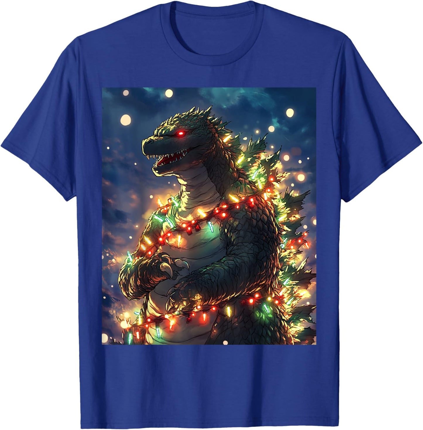 Japanese Monster Kaiju Santazilla Christmas Tree Lights T-Shirt - T-Shirt | Royal