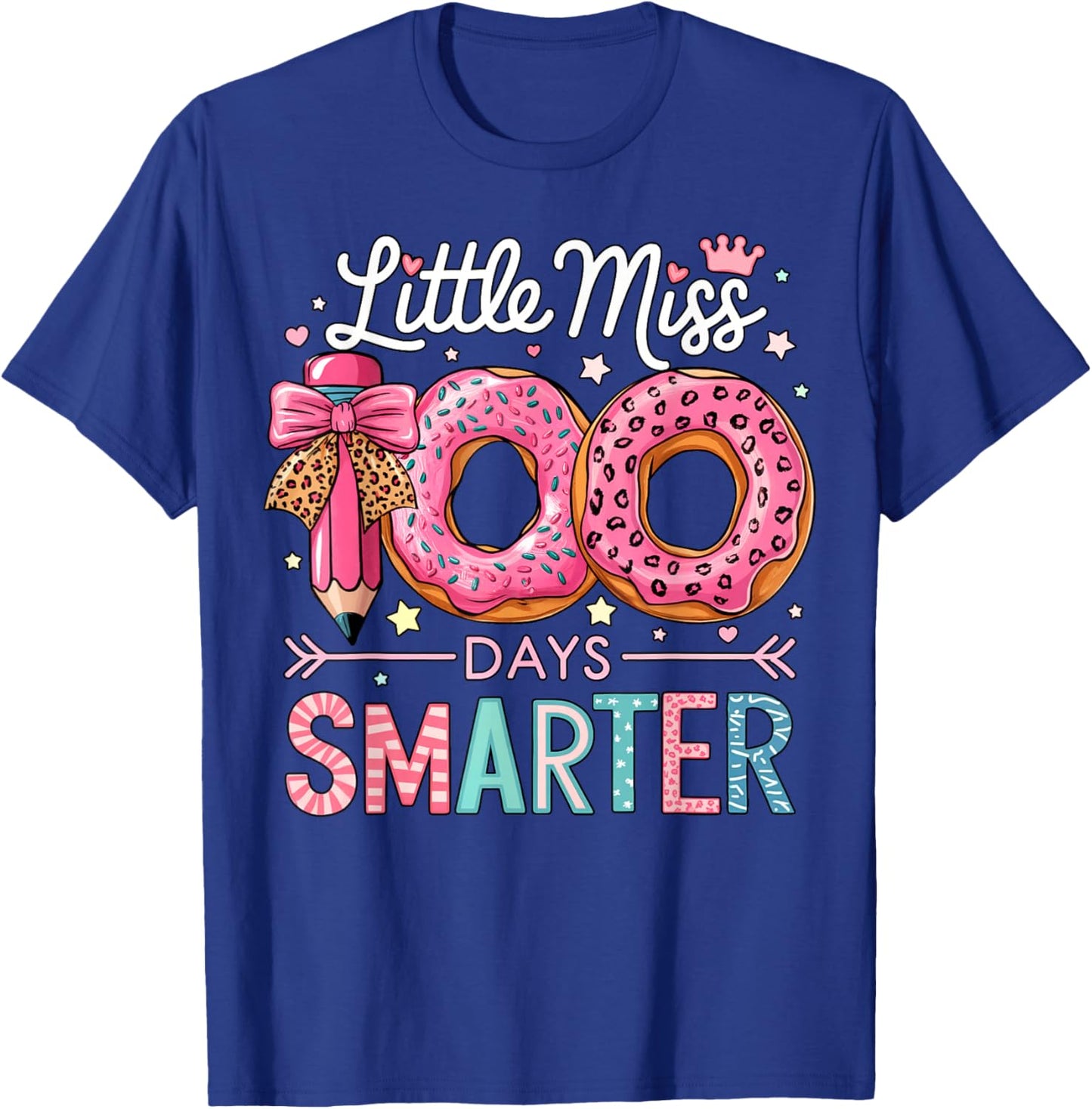 Little Miss 100 Days Smarter Kids Girls 100th Day of School T-Shirt - T-Shirt | Royal