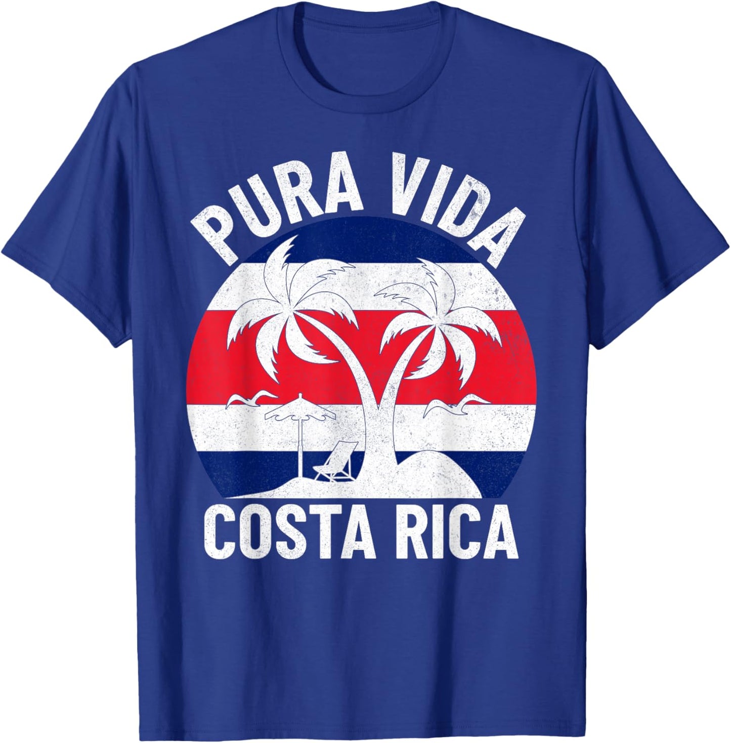 Vintage Costa Rica Flag Pura Vida Beach Summer Vacation T-Shirt - T-Shirt | Royal