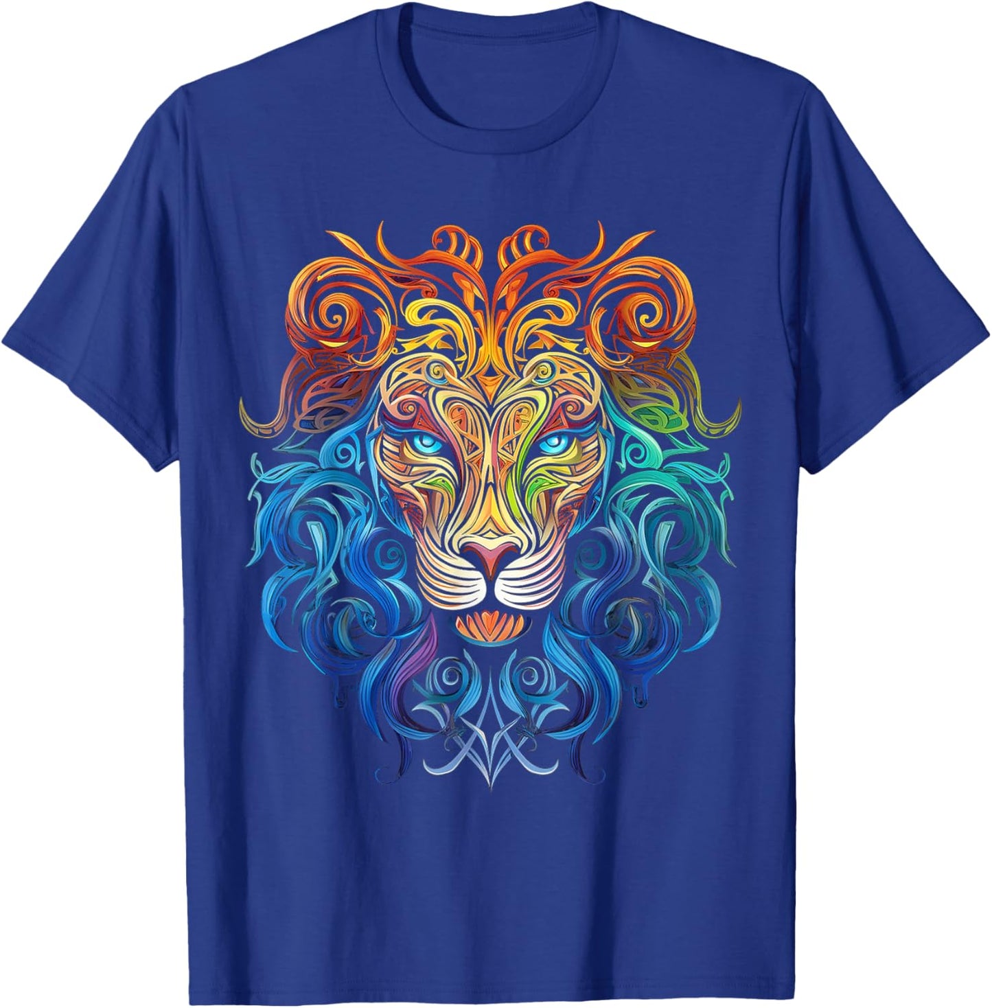 Lion Mandala Art Animal Love Colorful Graphic Lion T-Shirt - T-Shirt | Royal