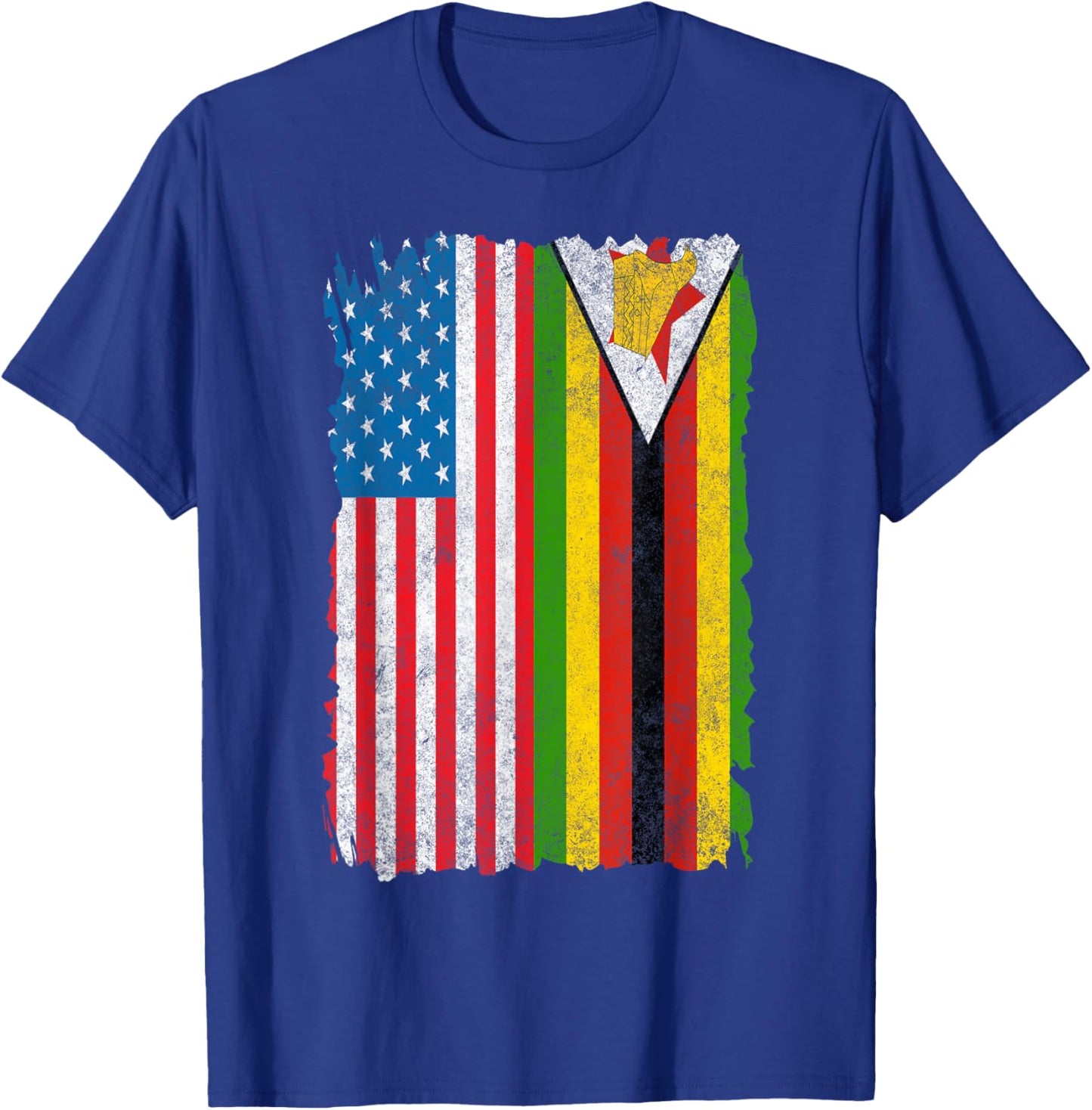 Proud Half American And Zimbabwean Zimbabwe Usa Vintage Flag T-Shirt - T-Shirt | Royal