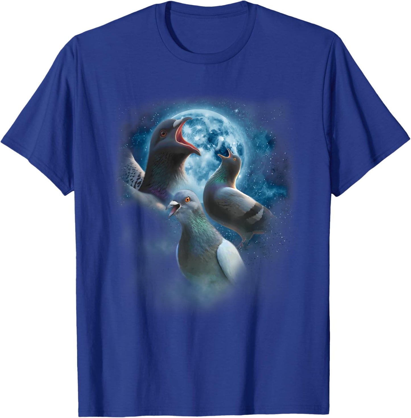 Funny Pigeon Shirt - Funny Pigeons Howling at the Moon T-Shirt - T-Shirt | Royal
