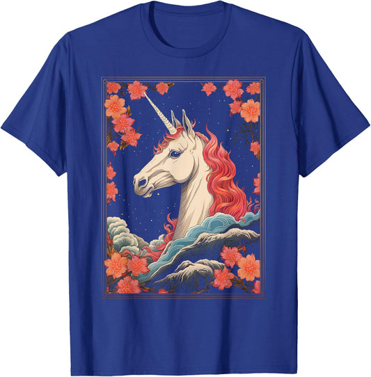 Unicorn Flowers Animal Nature Motif Unicorn T-Shirt - T-Shirt | Royal