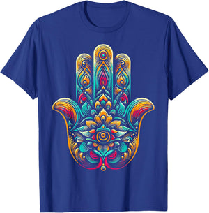 Hamsa Hand Mandala Yoga Fatima Hand Symbol Boho T-Shirt - T-Shirt | Royal