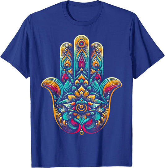 Hamsa Hand Mandala Yoga Fatima Hand Symbol Boho T-Shirt - T-Shirt | Royal