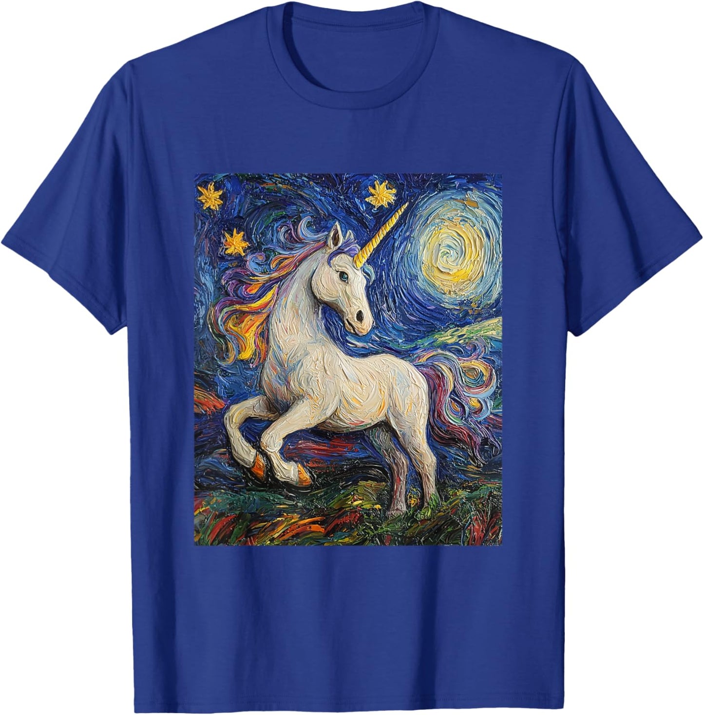 Cute Unicorn - Van Gogh Style - Starry Night T-Shirt - T-Shirt | Royal