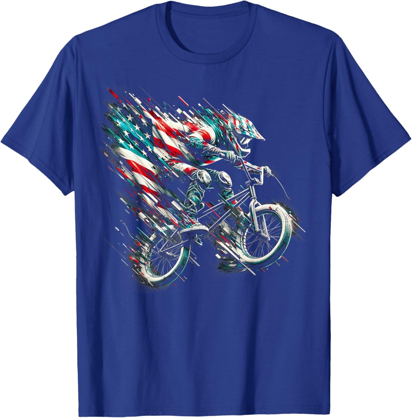 BMX American Flag USA - BMX Vintage Distressed BMX T-Shirt - T-Shirt | Royal