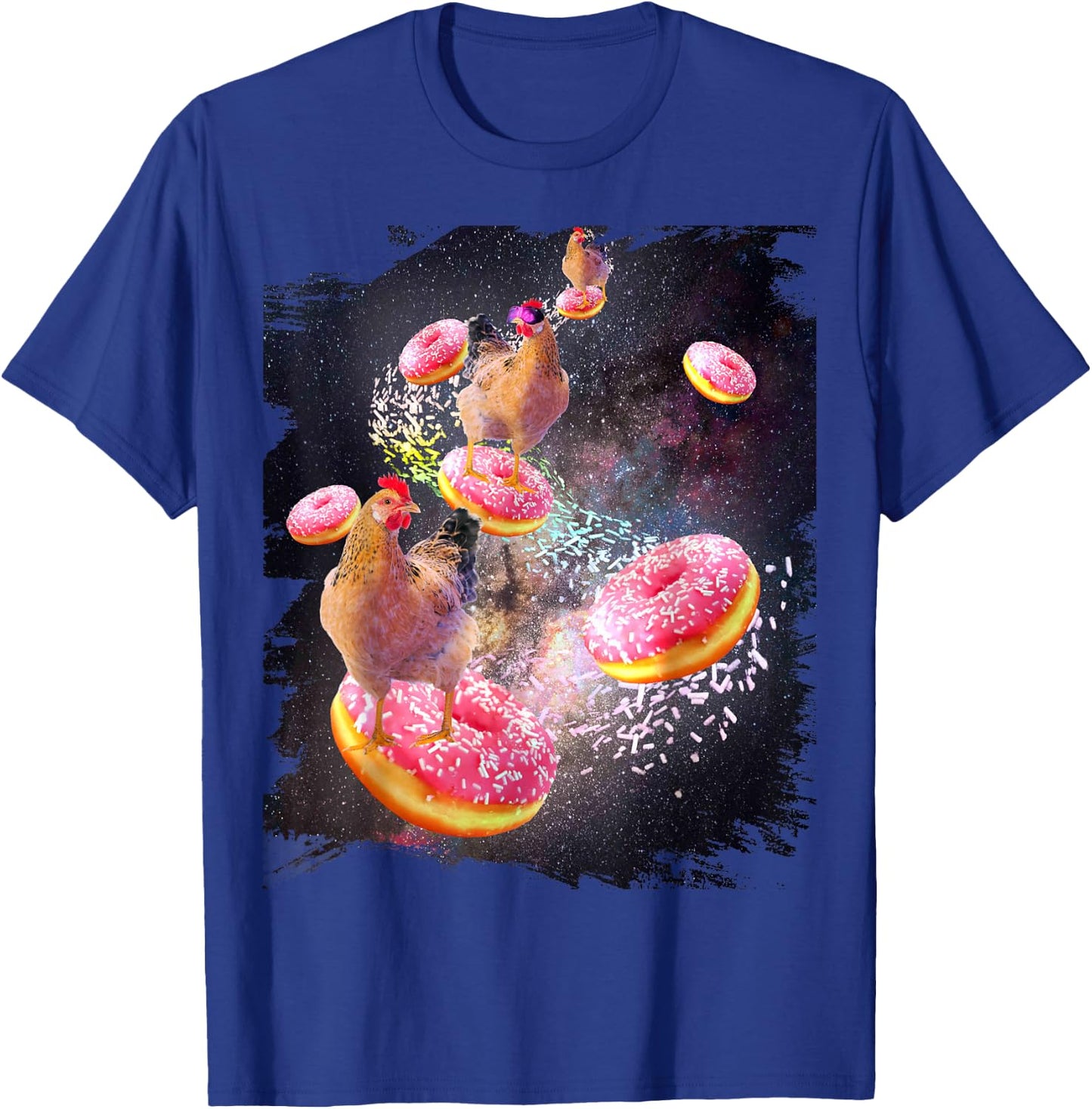 Galaxy Chicken On Donut - Space Doughnut T-Shirt - T-Shirt | Royal