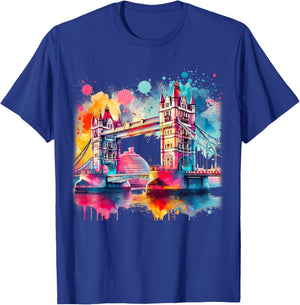 Tower Bridge London Aquarelle colorée London Tower Bridge T-Shirt - T-Shirt | Royal