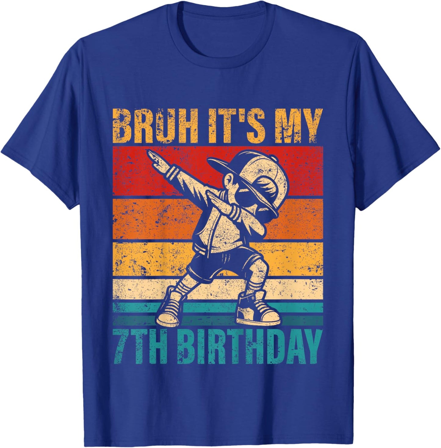 Kids 7 Year Old Birthday Dabbing Boy Bruh It's My 7th Birthday T-Shirt - T-Shirt | Royal