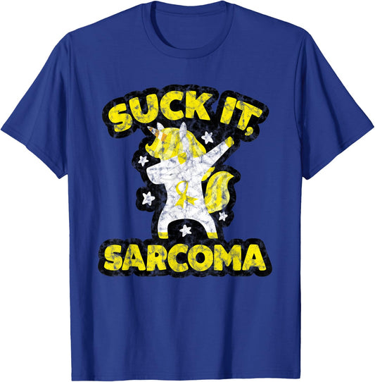Suck It Sarcoma Cancer Fighter Survivor Quote Funny Unicorn T-Shirt - T-Shirt | Royal