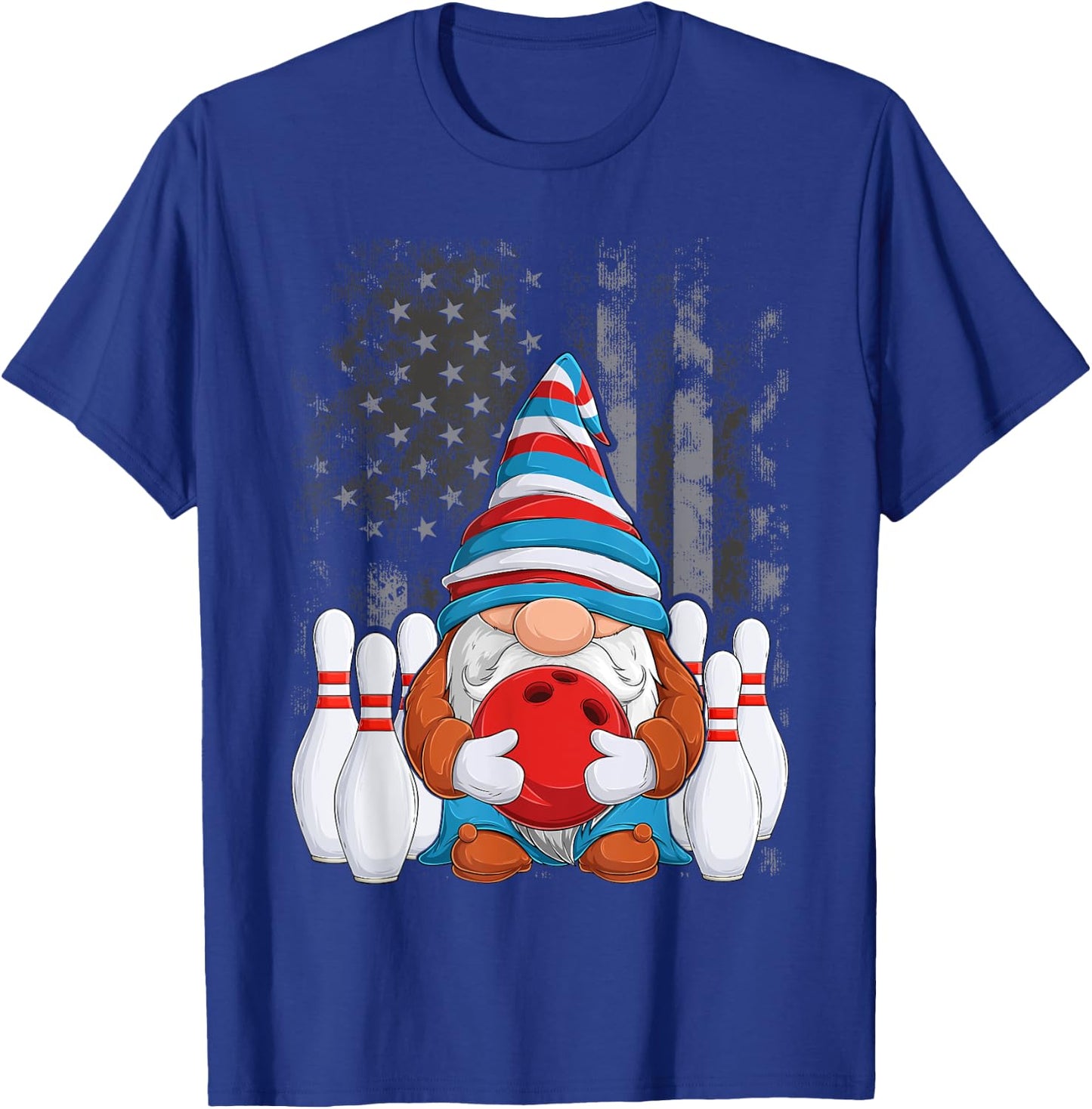 Bowling Gnome Bowling Gnomes Funny Gnome Bowling T-Shirt - T-Shirt | Royal