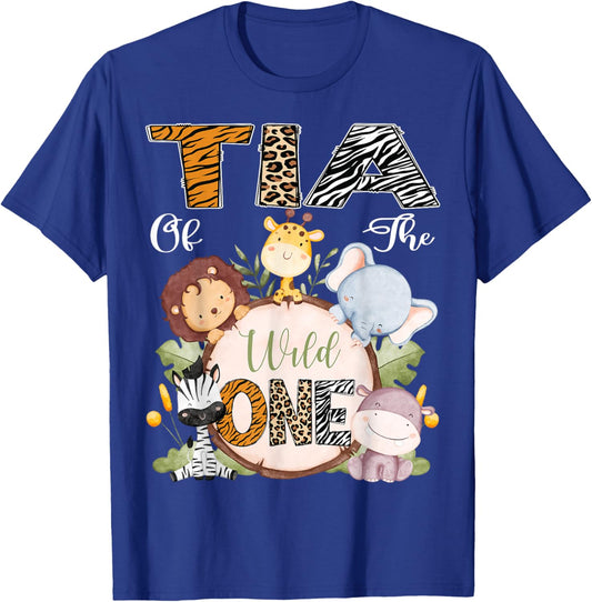 Tia Of The Wild One 1St Birthday Safari Woodland T-Shirt - T-Shirt | Royal