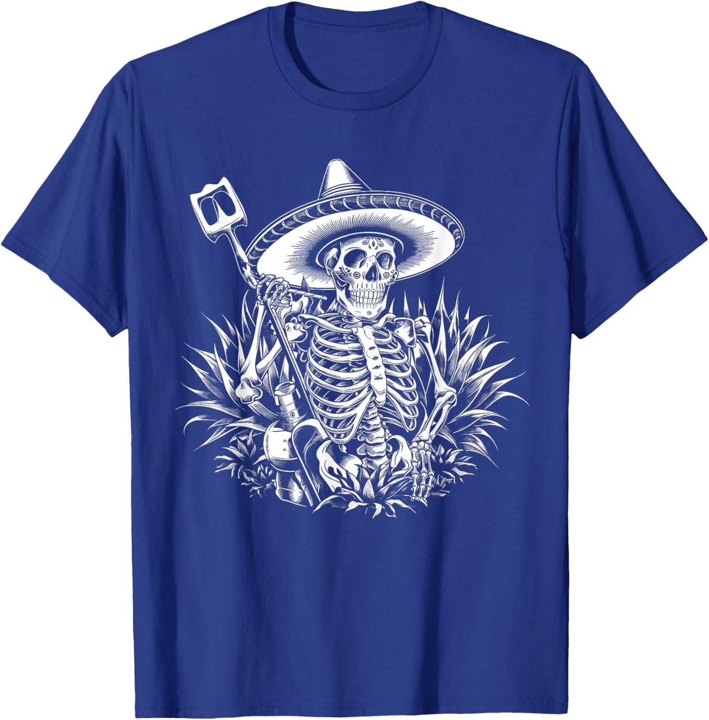 Mexico Vintage Skeleton Tequila Dia De Los Muertos Mexican T-Shirt - T-Shirt | Royal