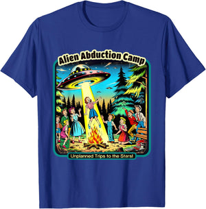 Funny Vintage Alien Abduction Camp UFO Alien T-Shirt - T-Shirt | Royal