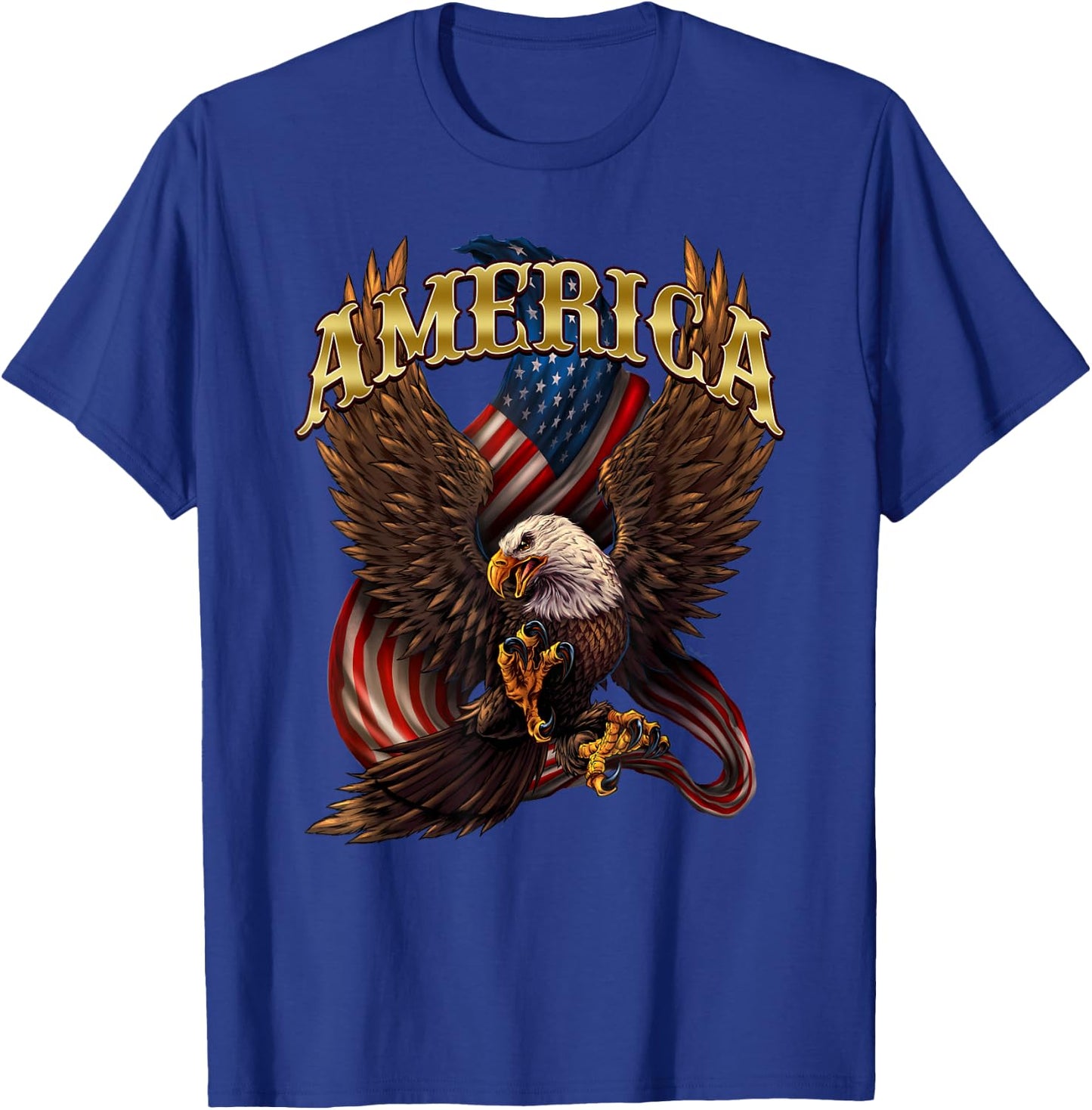 Patriotic America Design With Eagle And American Flag T-Shirt - T-Shirt | Royal