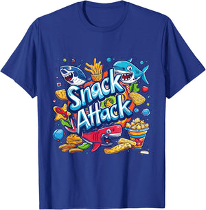 Snack Attack Funny Food Foodie Munchies Children Kids Shark T-Shirt - T-Shirt | Royal