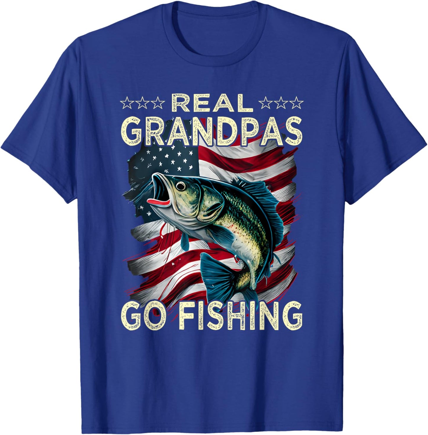 Real Grandpas Go Fishing - Largemouth Bass T-Shirt - T-Shirt | Royal