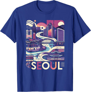 Seoul Korea Modern Artistic Graphic T-Shirt - T-Shirt | Royal