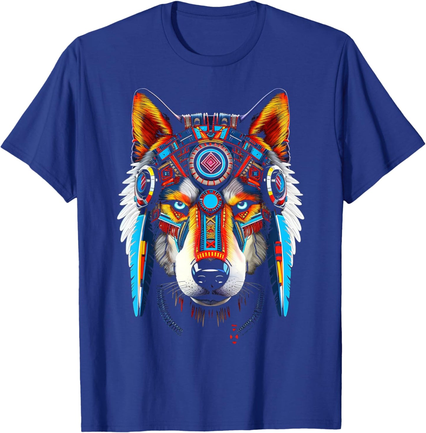 Wolf Anime Abstract Art Animal Face Graphic Wolf T-Shirt - T-Shirt | Royal