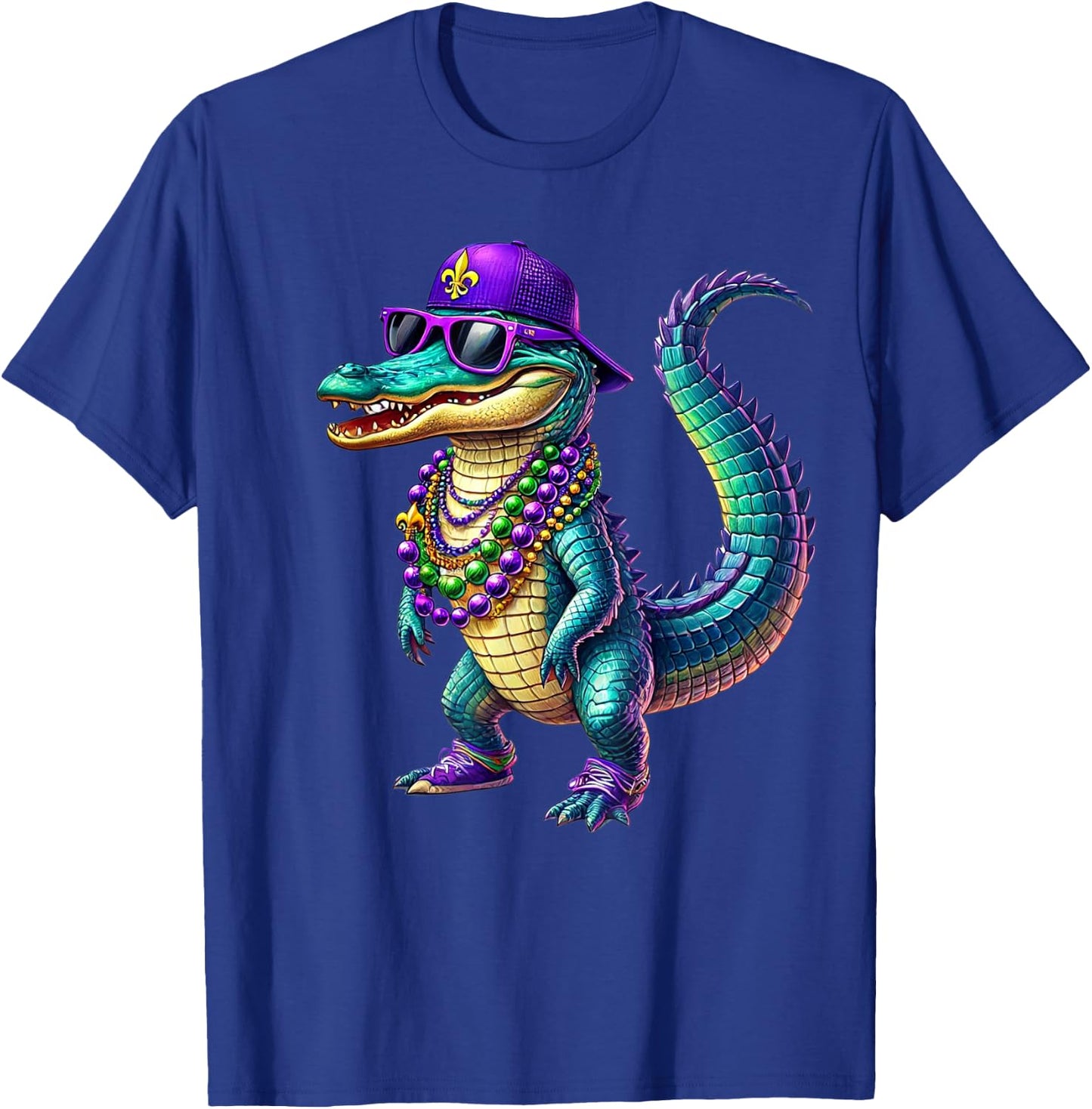 Mardigator Mardi Gras Alligator Men Women Mardi Gras Men T-Shirt - T-Shirt | Royal