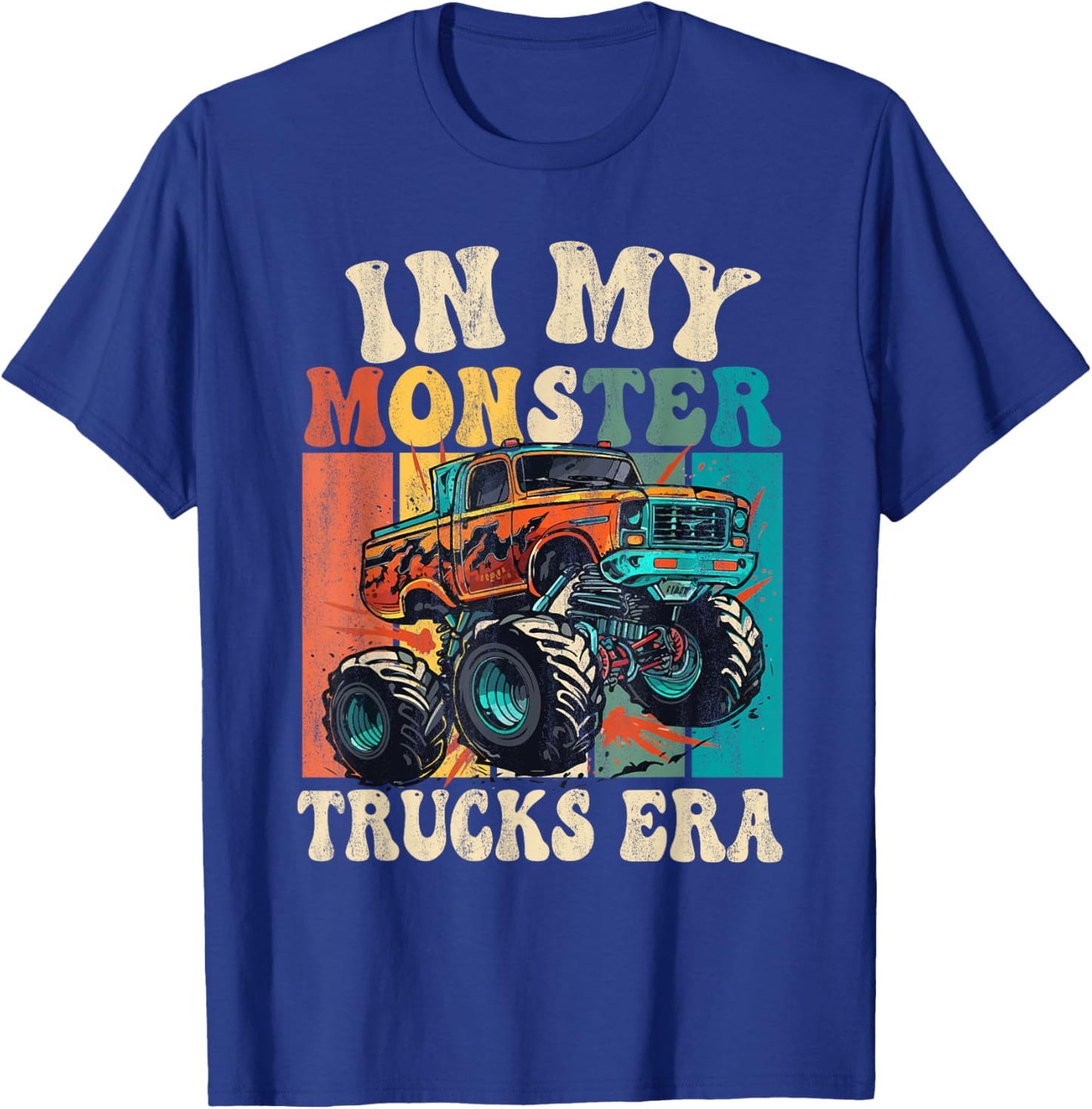 In My Monster Trucks Era Vintage Retro Monster Truck T-Shirt - T-Shirt | Royal
