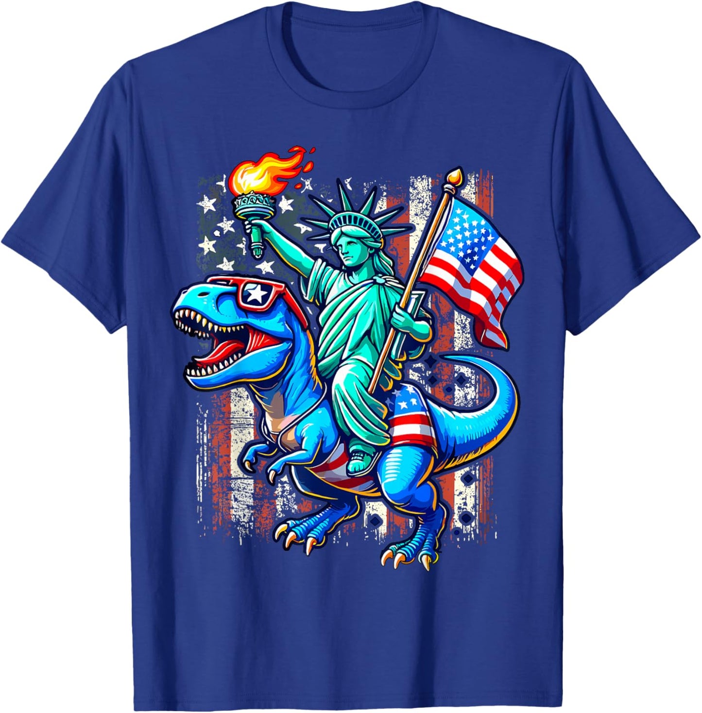 Dino Statue Of Liberty 4th Of July American T-Shirt - T-Shirt | Royal