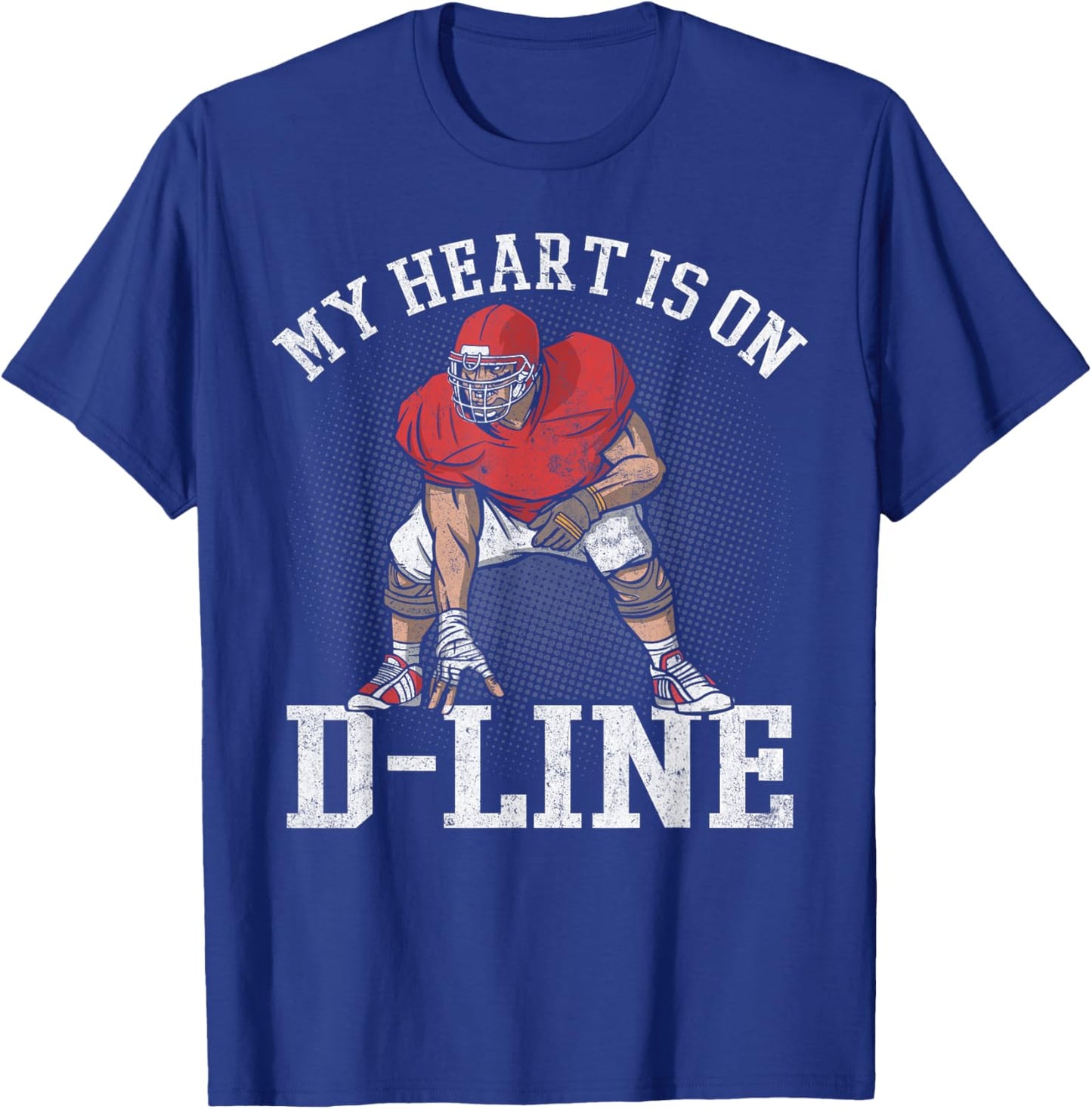 My Heart Is On D-Line Lineman Vintage Distressed Apparel T-Shirt - T-Shirt | Royal