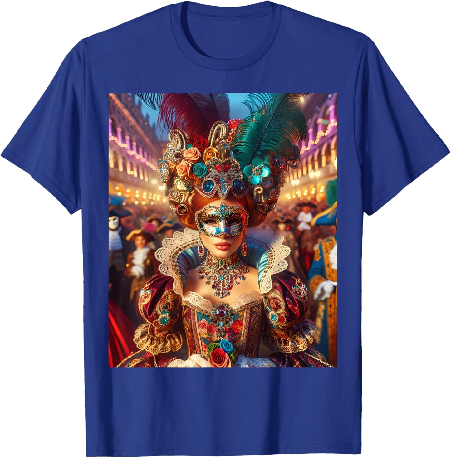 Fantasy Cute Lady Mask Venice T-Shirt - T-Shirt | Royal