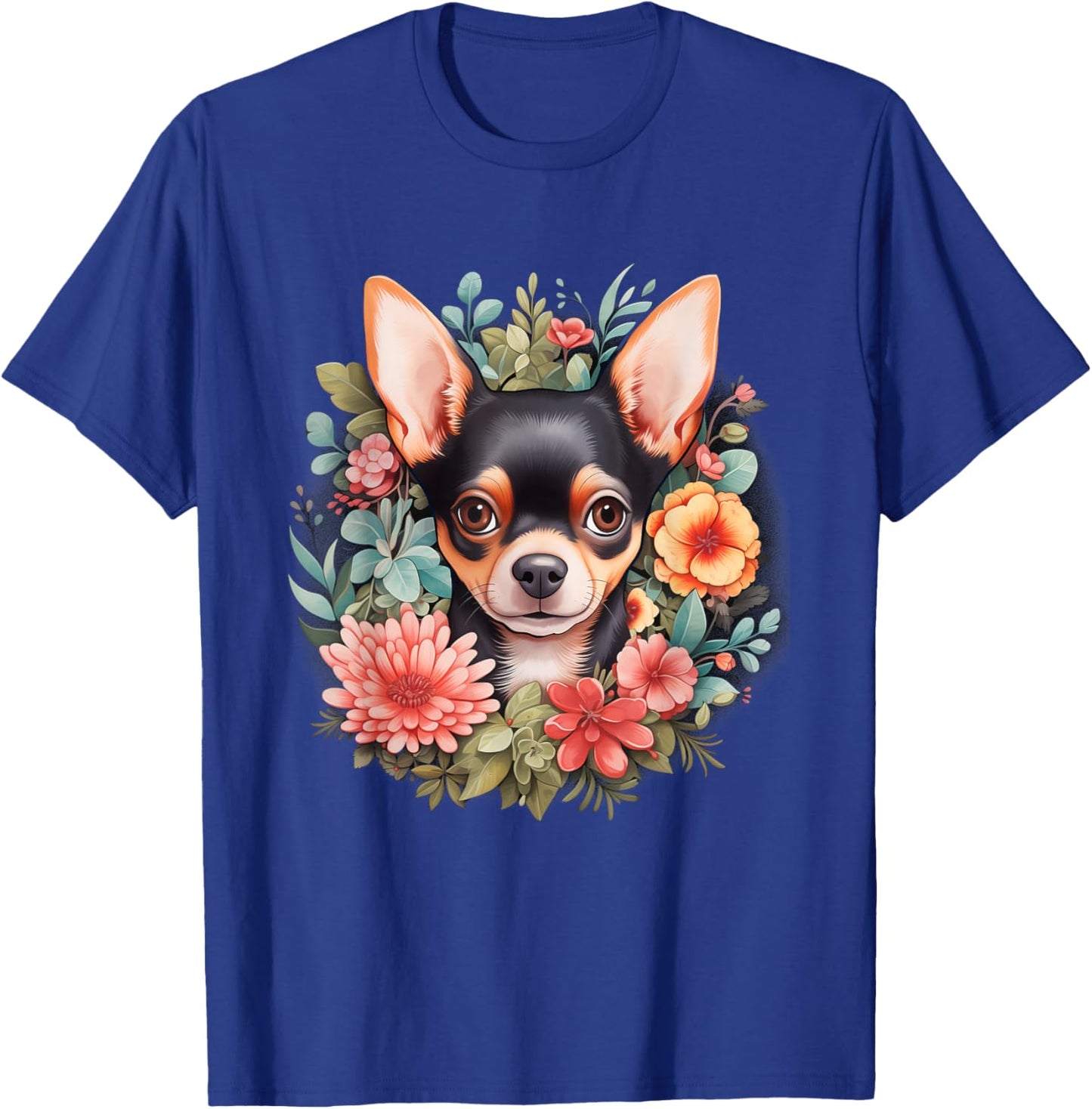 Chihuahua Mom Floral Dog Lover Vintage Flowers Cute T-Shirt - T-Shirt | Royal