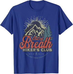 Funny Hiking Gift Out of Breath Hiker Club for Outdoors Fan T-Shirt - T-Shirt | Royal