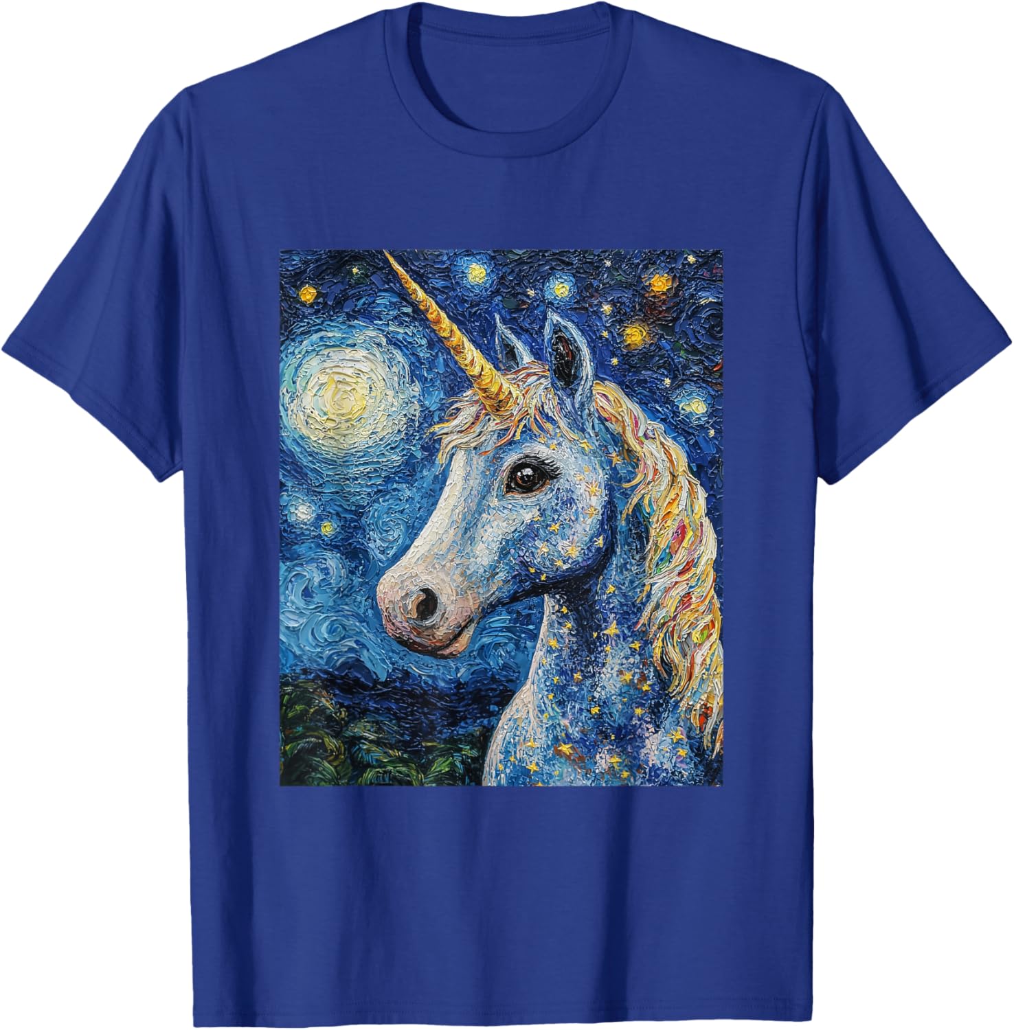 Cute Unicorn - Van Gogh Style - Starry Night T-Shirt - T-Shirt | Royal