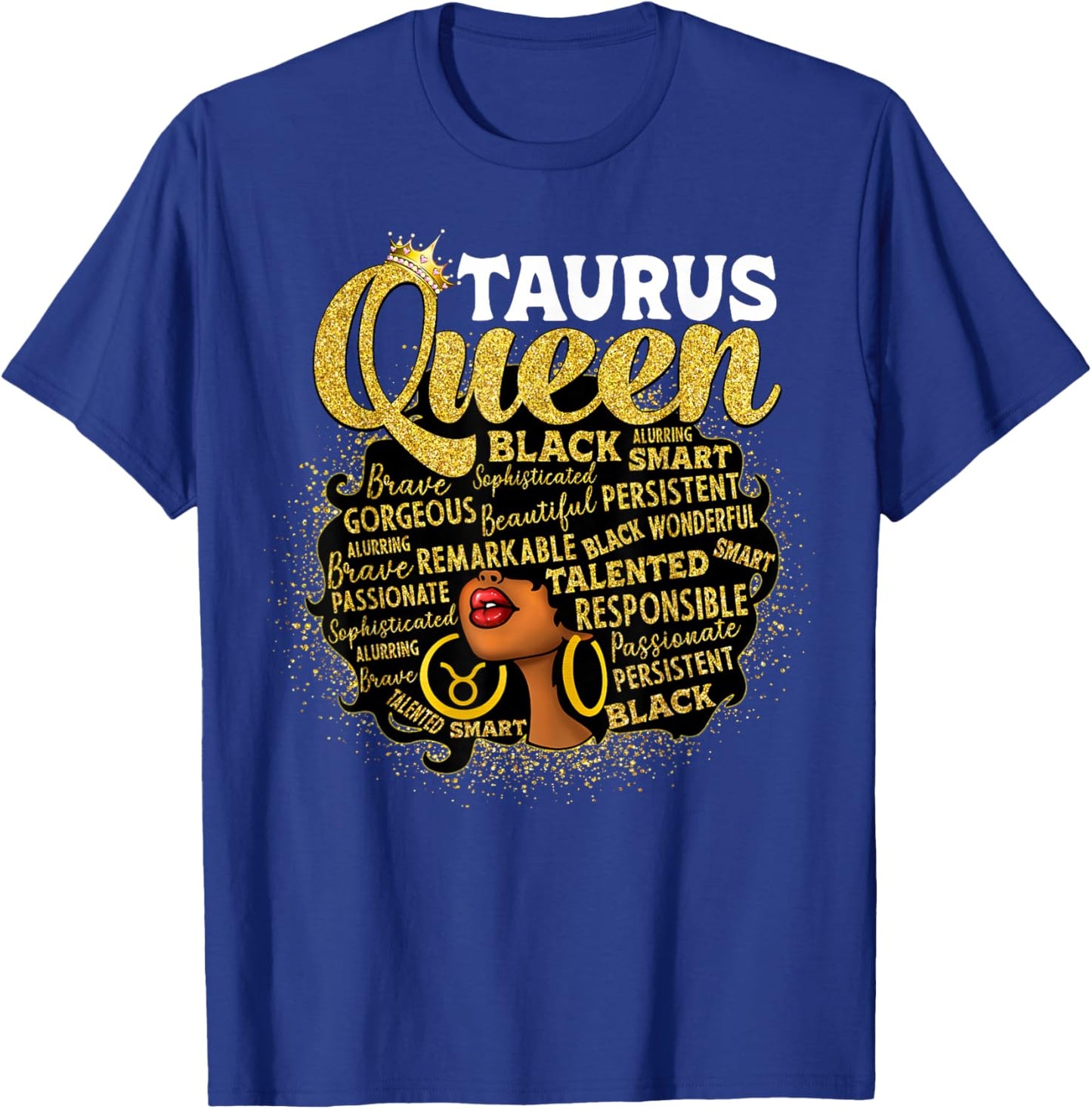 African American Women Zodiac Birthday Taurus Queen T-Shirt - T-Shirt | Royal