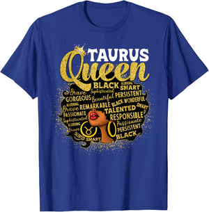 African American Women Zodiac Birthday Taurus Queen T-Shirt - T-Shirt | Royal