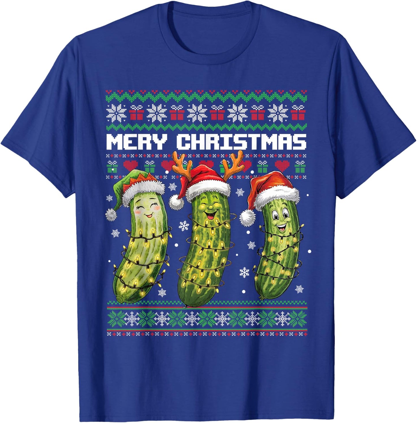 Pickle Lovers Funny Christmas Pajama Family Grandma Mom Kids T-Shirt - T-Shirt | Royal