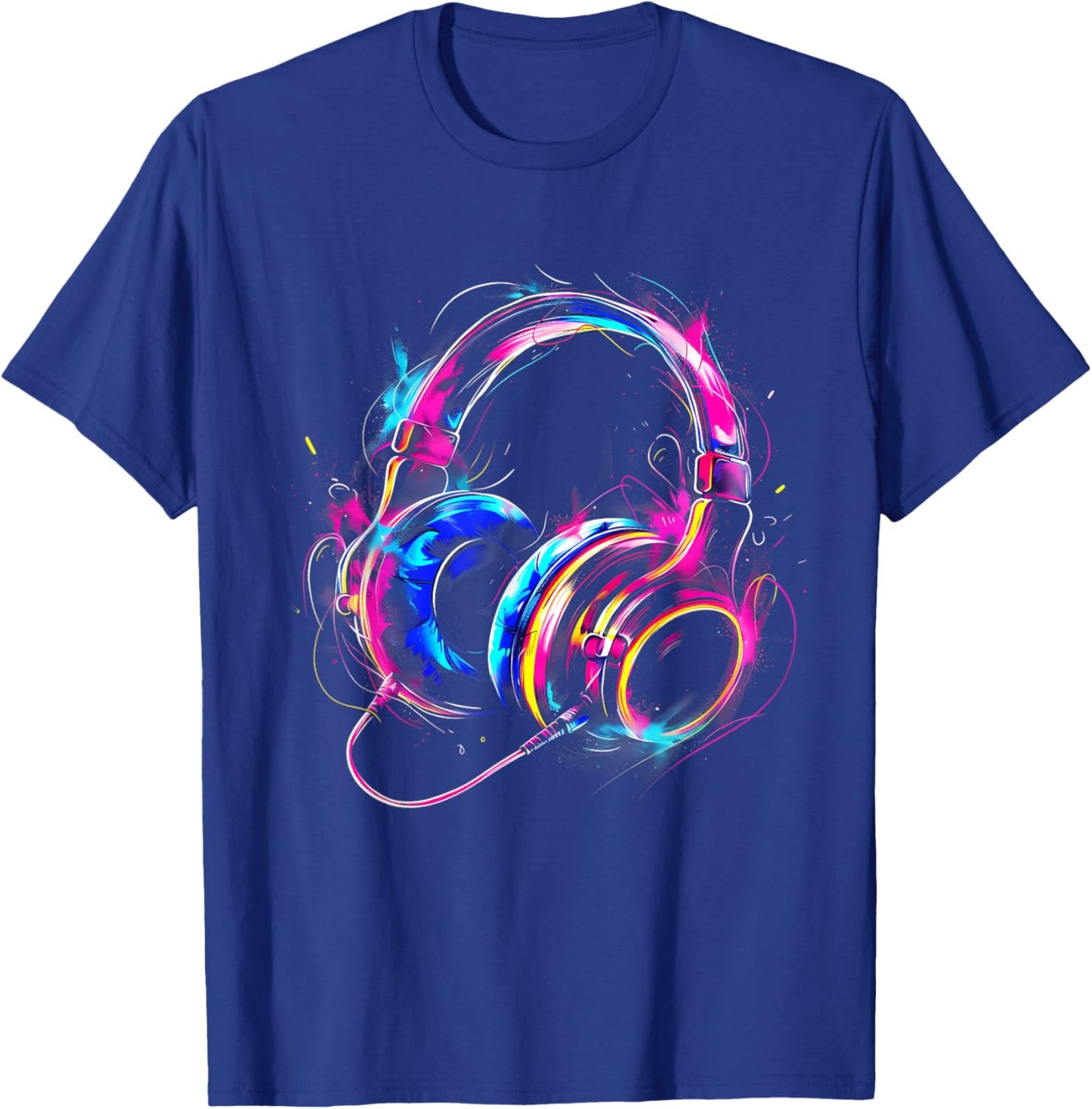 Headphones Music DJ House Dance Club Music Headphones Splash T-Shirt - T-Shirt | Royal