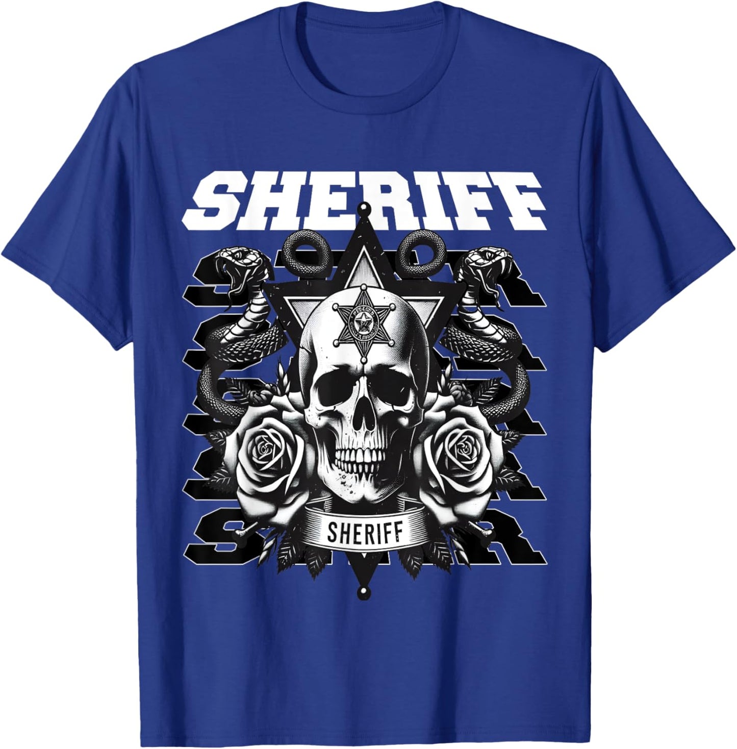 Sheriff Star Snakes and Roses T-Shirt - T-Shirt | Royal