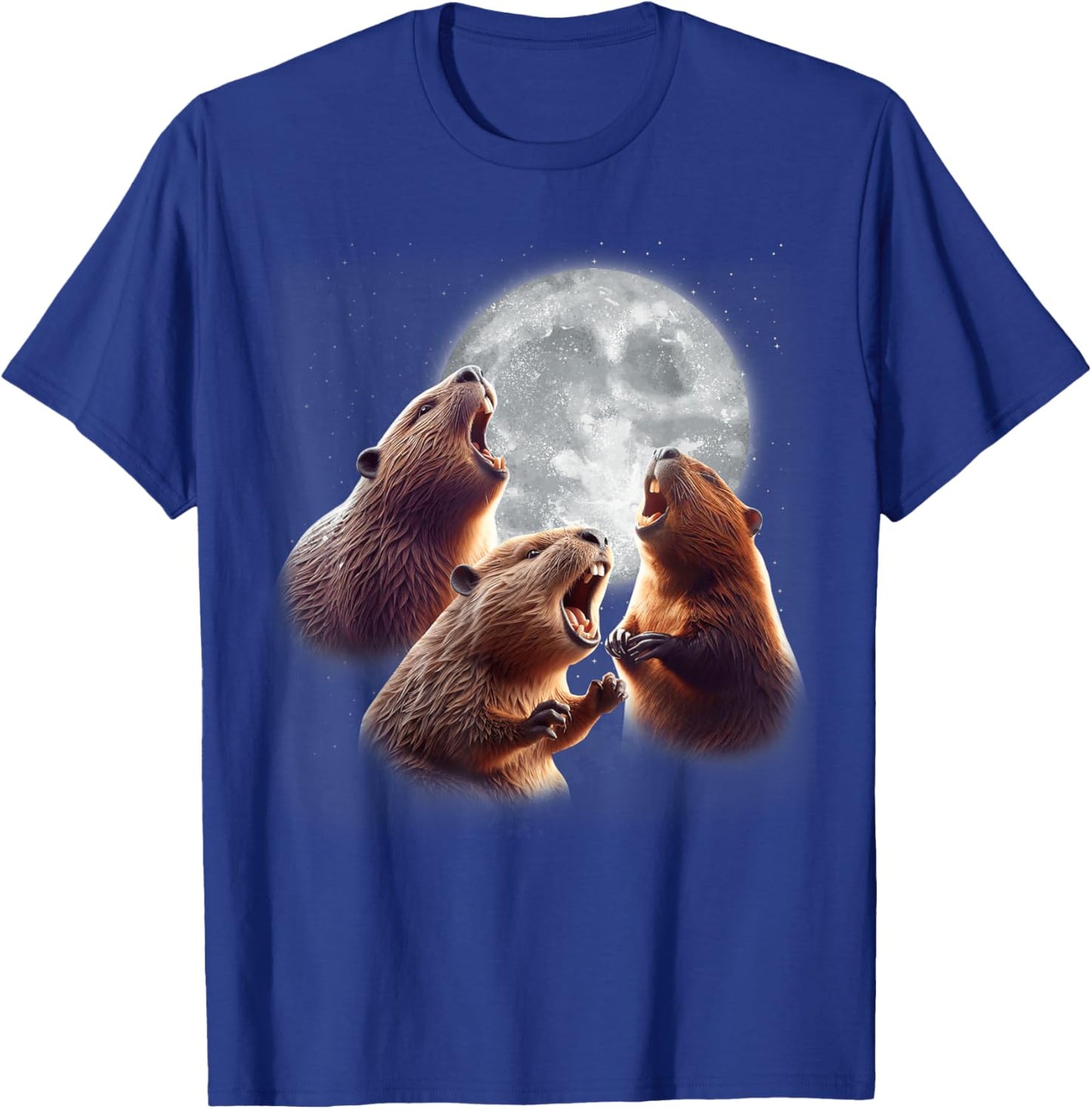 3 Beaver Howling At The Moon Funny Beaver Lover Rodent Kids T-Shirt - T-Shirt | Royal