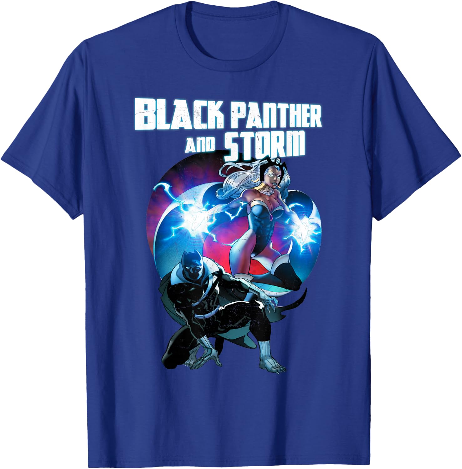 Marvel Black Panther and Storm Lightning Portrait T-Shirt - T-Shirt | Royal