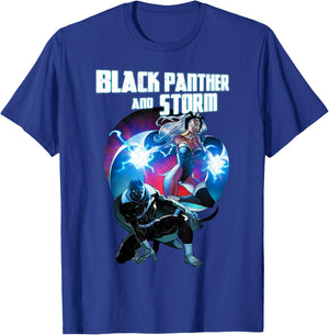 Marvel Black Panther and Storm Lightning Portrait T-Shirt - T-Shirt | Royal