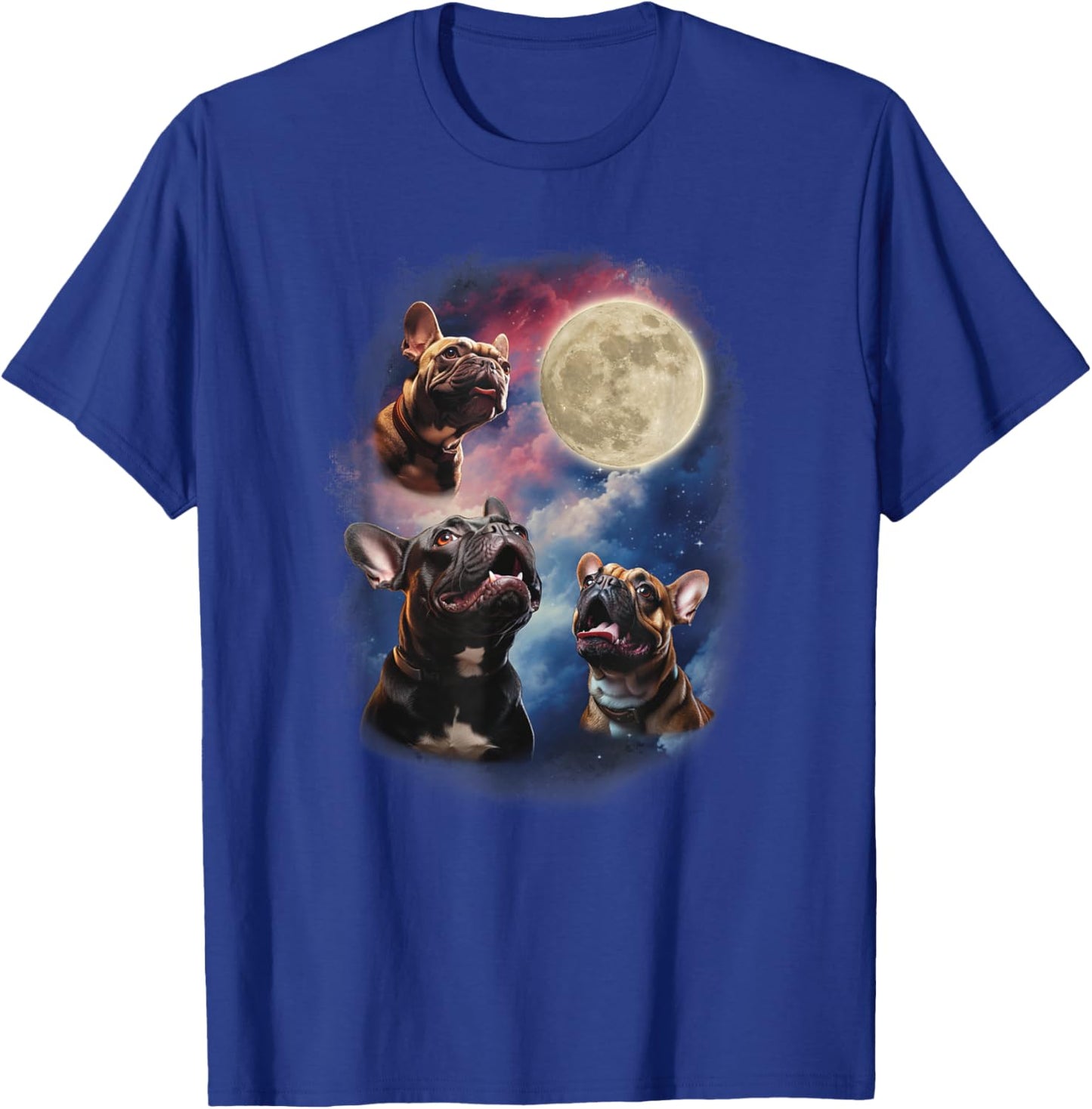 Frenchies Howling At The Moon Ironic Funny French Bulldog Men Women T-Shirt - T-Shirt | Royal